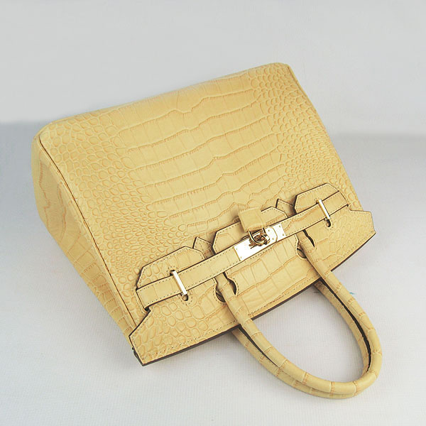 Replica Hermes Birkin 30CM Crocodile Veins Bag Yellow 6088 On Sale - Click Image to Close